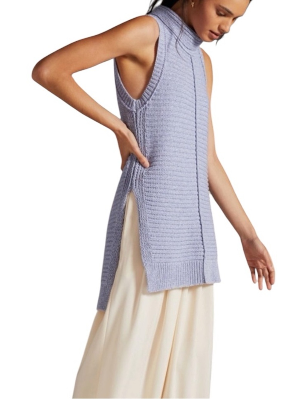 Anthropologie Pilcro NWT Turtleneck Sweater Vest Sz S Sleeveless Tunic Boho